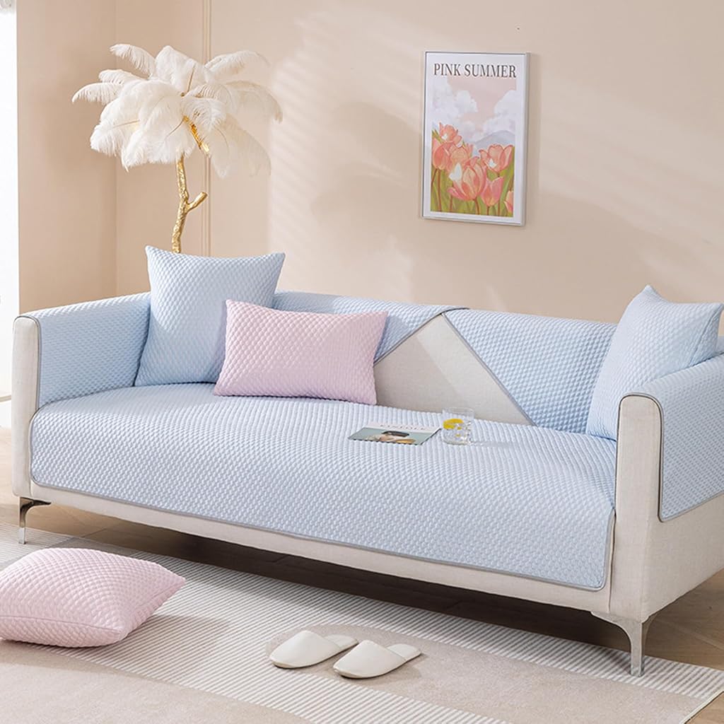 HASTHIP® Quilted Sofa Cover Mat, Ice Silk Sofa Cover Cooling Mat Breathable Summer Pad Cooling Seat Pad Couch Sofa Cover Mat, Modern Minimalist Textured Sofa Cover for 1-3 Seaters, 27.5X 70.8 inches HASTHIP® Quilted Sofa Cover Mat, Ice Silk Sofa Cover Cooling Mat Breathable Summer Pad Cooling Seat Pad Couch Sofa Cover Mat, Modern Minimalist Textured Sofa Cover for 1-3 Seaters, 27.5X 70.8 inches